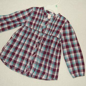 Oshkosh B'gosh Girls 4T Button-Down Plaid Robe Summer Dress, 100% Cotton